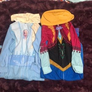 Anna & Elsa girls zip up fleece onsies